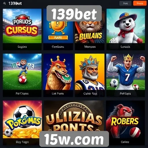 Diversidade de jogos disponíveis na plataforma 139bet